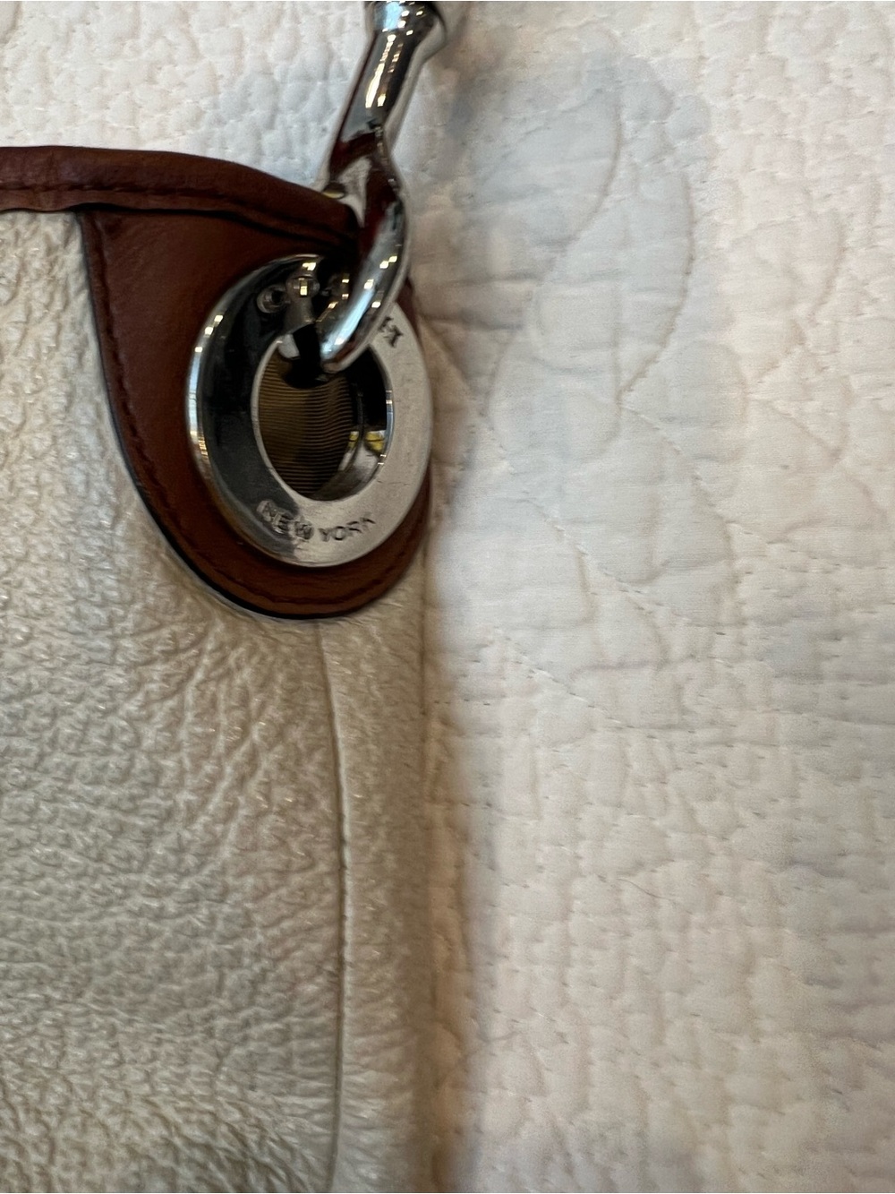 Coach Cream and Brown Leather Two-Tone Tote - Picture 7 of 15
